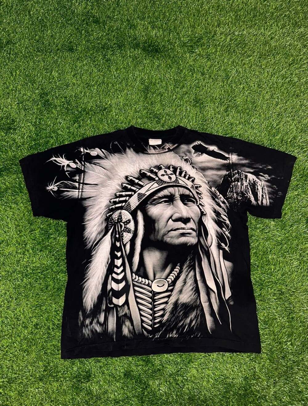 Rock Eagle Native American Indian Chief All-Over Print Vintage T-Shirt